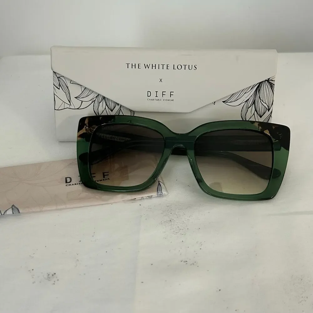 DIFF x The White Lotus Thailand Green Oversized Cat Eye Sunglasses Limited